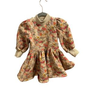 The Middle Daughter London Girls Floral Fleece Sweatshirt Dress Beige 2Yrs